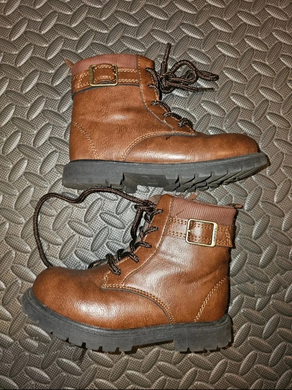 Carter's Brown Lace-Up Ankle Boots with Buckle Accent